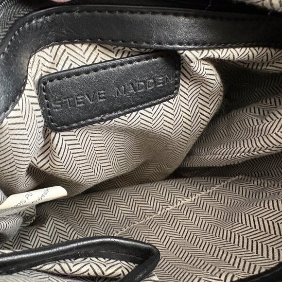 Steve Madden Black Leather Boho Studded Crossbody Bag Handbag - Picture 5 of 7